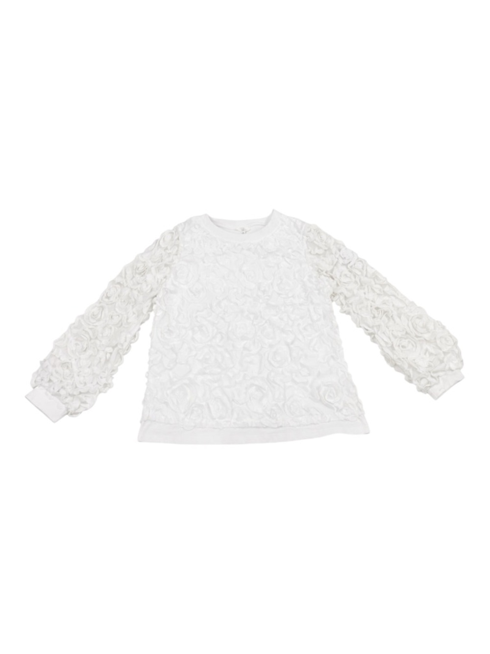 Joh. White Rose Petal Sheer Sleeve Top Cotton Blend Long Sleeve XS - Picture 4 of 9